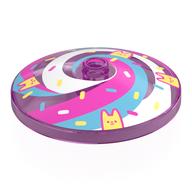 Dish 4 × 4 Inverted with Bright Light Yellow Cats, Dark Pink/Medium Blue/White Swirls, Sprinkles print Transparent-Dunkelrosa