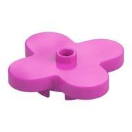 Flower 4 × 4 Rounded Petals with Center Stud Dark Pink