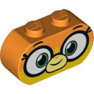 Brick Curved 3 × 1 Round Ends with Large Eyes, Mouth print (Dr Fox) Orange