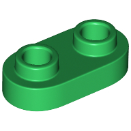 Plate Special 1 × 2 Rounded with 2 Open Studs Green