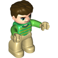 Duplo Figure with Thick Hair Combed Forward, with Lime/Green Shirt (Sandman) Lime