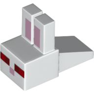 Animal Body Part, Rabbit Head Blocky with Red Eyes, Pink Ears Print White