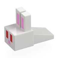 Animal Body Part, Rabbit Head Blocky with Red Eyes, Bright Pink Ears, Nose print White