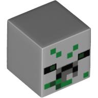 Minifig Head Special, Small Cube (Baby) with Minecraft Zombie Pigman Print Light Bluish Gray