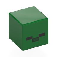 Minifig Head Special, Small Cube (Baby) with Minecraft Zombie Face Print Green