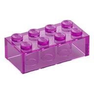 Brick 2 × 4 without Cross Supports [Modern] Trans-Dark Pink