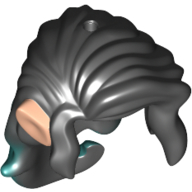Hair Long and Wavy with Side Bangs and Dark Turquoise Highlight at Ends and Light Nougat Elf Ears Print Schwarz