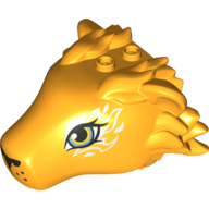 Animal Body Part, Lion Head With Eyes and White Swirls Print Leuchtendes Hellorange