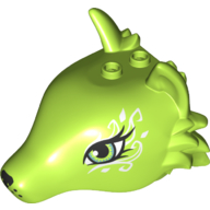 Animal Body Part, Fox Head with Eyes and White Swirls Print Limette