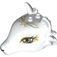 Animal Body Part, Fox Head with Olive Green Eyes, Purple Swirls and Black Nose White