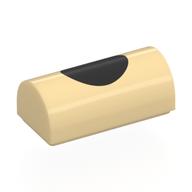 Brick Curved 1 × 2 × 2/3 Double Curved Top, No Studs with Black Circle print Tan