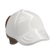 Hair and Hat / Cap, Ponytail Reddish Brown Print White