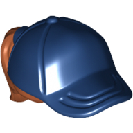 Hair and Hat / Cap, Ponytail Dark Orange Print Dunkelblau