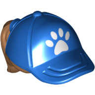 Hair and Hat / Cap, Ponytail Medium Nougat and Paw Print Blue