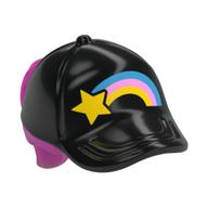 Hair and Hat / Cap, Ponytail Dark Pink Pattern and Star, Rainbow print Black