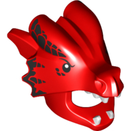 Costume / Mask, Dragon with Black Scales, White Teeth print Red