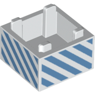 Container Box 2 × 2 × 1 with Medium Blue Diagonal Stripes Print White