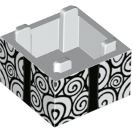 Container Box 2 × 2 × 1 with Black Swirls and Ribbon Print White