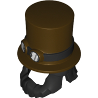 Hair and Hat, Beard with Band with Goggles, Dark Brown Print Black