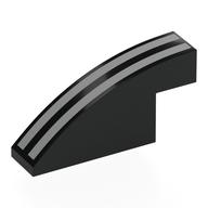Brick Curved 1 × 4 × 1 2/3 No Studs with Silver Stripes print Black