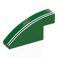 Brick Curved 1 × 4 × 1 2/3 No Studs with White/Dark Blue/White Stripes print Green