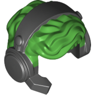Hair with Headset Black Bright Green