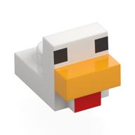 Animal Body Part, Bird, Chicken 1 × 1 with Cube Head with Face Print White