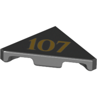 Tile 45° Cut 2 × 2 (Triangle) with '107' Print Schwarz