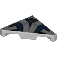 Tile 45° Cut 2 × 2 (Triangle) with Silver/Dark Blue Pattern Print Hellblaugrau