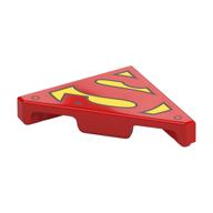 Tile 45° Cut 2 × 2 (Triangle) with Yellow Super-Man Symbol print Red