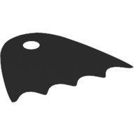 Neckwear Cape, Short, Scalloped 4 Points, One Top Hole [Spongy Stretchable Fabric] Black