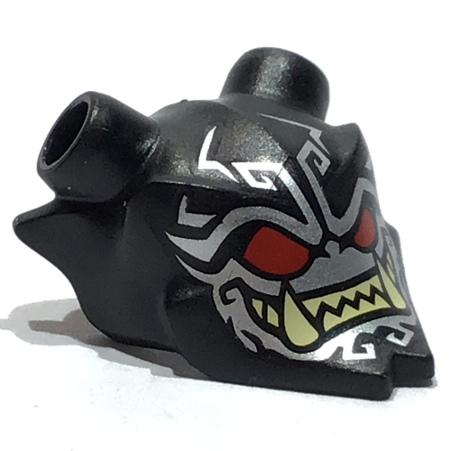 Headwear Accessory Mask Ninjago Oni with Red Eyes, Tan Teeth Print Black