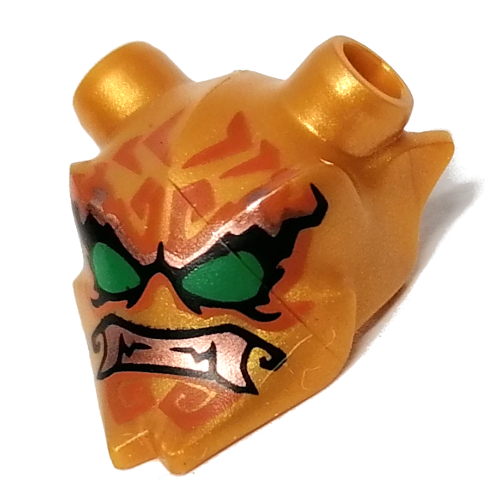 Headwear Accessory Mask Ninjago Oni with Dark orange Decorations, Green Eyes Print Perlgold