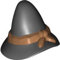 Hat, Floppy Wide Brim, and Tied Band Medium Nougat Print Schwarz