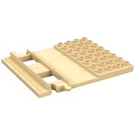 Duplo Train Track, Straight with 4 × 8 Plate on Side Tan