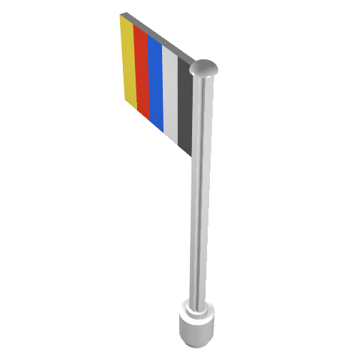 Flag on Flagpole, Straight with Stripes Print White