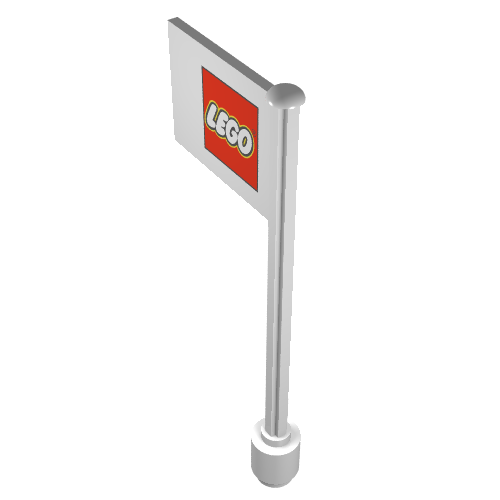 Flagge am Fahnenmast, gerade mit rotem kleinen Lego (bedruckt) Weiß
