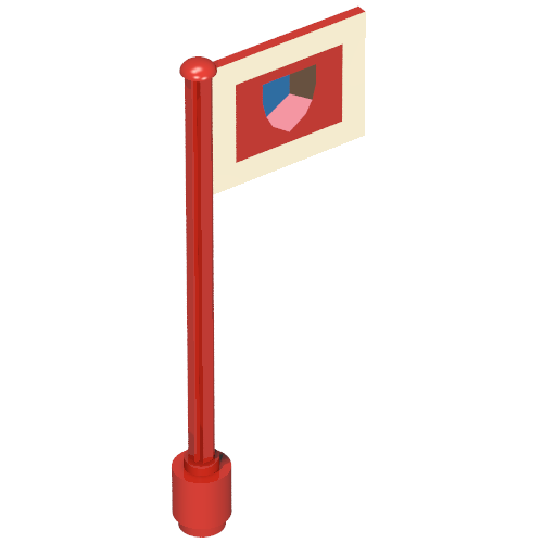 Flag on Flagpole, Straight with Knight's Tournament Print (Printed) Rot