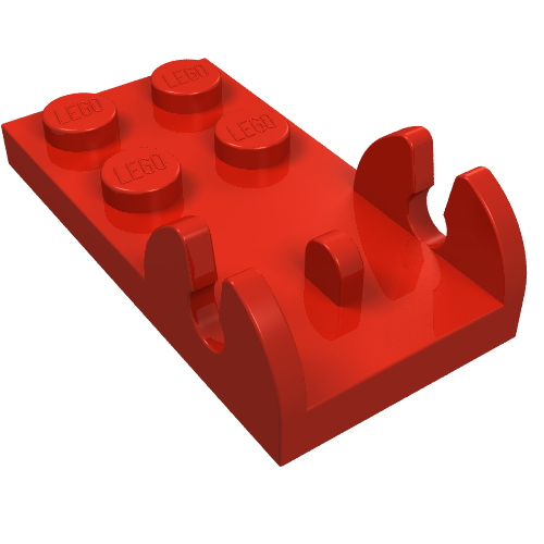 Hinge Plate 2 × 4 - Female (Digger Bucket Holder) Red