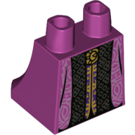 Hips and Legs Under Dress/Robe with Black Trim, Dark Purple and Gold Under Robe Print Magenta