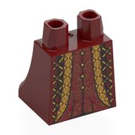 Hips and Legs Under Dress/Robe with Dark Brown, Gold Trim, Decorations print Dark Red