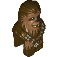 Minifig Head Special, Wookie with Shoulders and Chest, Dark Tan Fur Print (Chewbacca) Dunkelbraun
