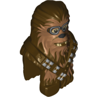 Minifig Head Special, Wookie with Shoulders and Chest, Ammo Belt and Goggles Print (Chewbacca) Dark Brown
