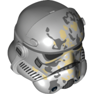 Helmet Stormtrooper Raised Forehead [Type 2], with Tan and Dark Bluish Gray Dirt Stains Print Light Bluish Gray