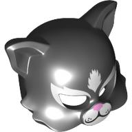 Costume / Mask, Cat with Eye Holes, Bright Pink Nose Print Black