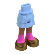 Minidoll Hips and Layered Skirt with Sienna Brown Legs, Gold Shoes, Dark Pink Socks print Leuchtendes Hellblau