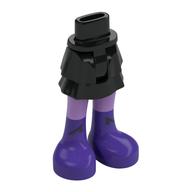Minidoll Hips and Layered Skirt with Lavender Legs, Dark Purple Boots print Black