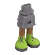 Minidoll Hips and Layered Skirt with Medium Nougat Legs, Lime Shoes, Flat Silver Soles, Laces Print Mattsilber