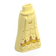 Minidoll Hips and Full Length Skirt with Yellow Band, Gold Decorations print Bright Light Yellow