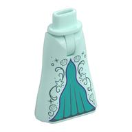 Minidoll Hips and Full Length Skirt with Dark Turquoise Underdress, Silver Decorations print Light Aqua